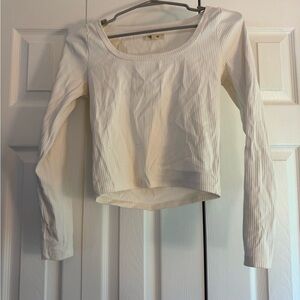 Madewell Cream Ribbed Long Sleeve Blouse